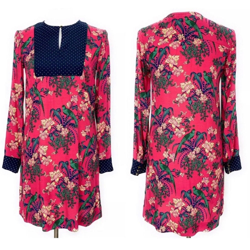 Maeve Floral Long Sleeve Dress with Polka Dot Accents